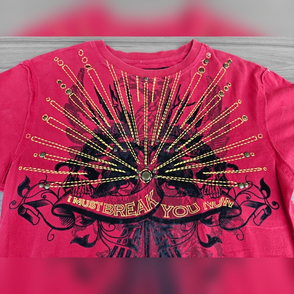 Y2K OMR STUDDED RED T L ① - Picture 4 of 6